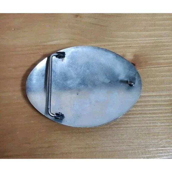 VINTAGE NAVAJO HANDMADE CORAL TURQUOISE Bear Feather SILVER BELT BUCKLE - Picture 3 of 7